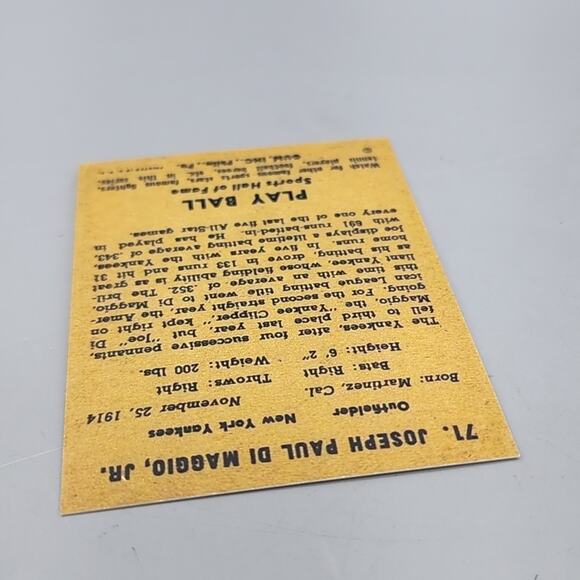 1941 Play Ball Joe DiMaggio Baseball Card Reproduction - Picture 4 of 8